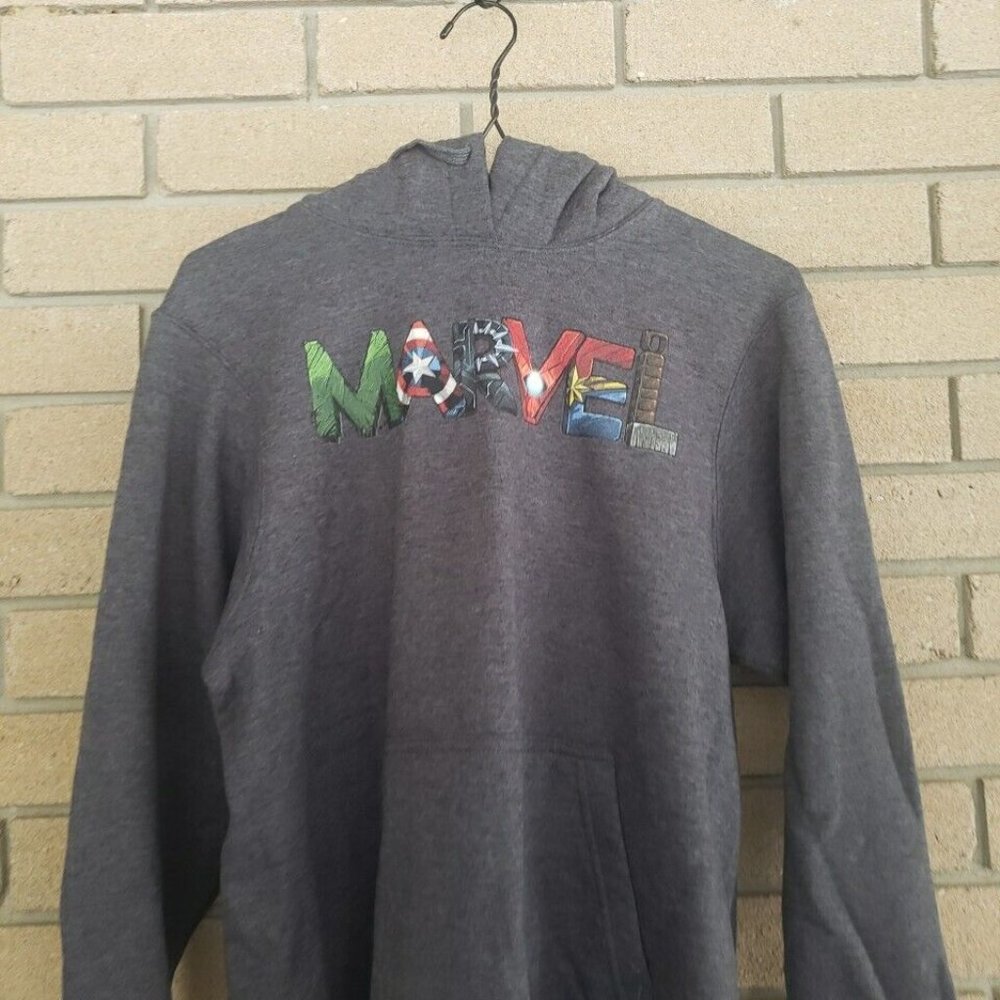 Grey Marvel Hoodie Sweatshirt - Size: Small